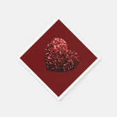 Herz Glitzer Glitzern dunkelrote Valentine Serviette (Ecke)