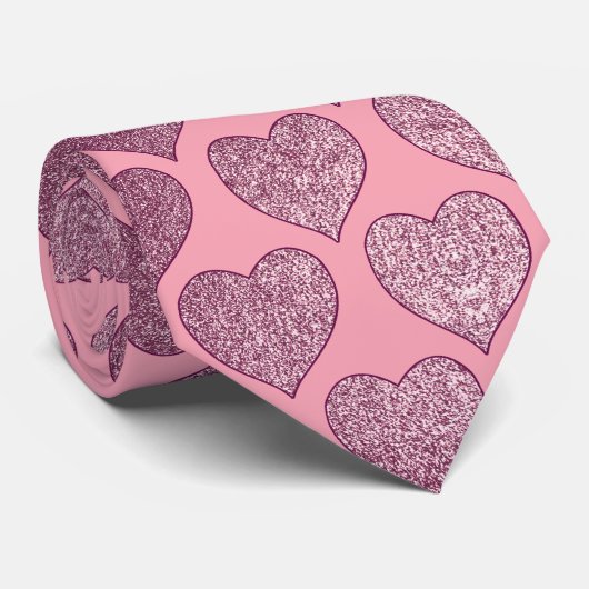Herz-Glitzer-Muster Krawatte (Gerollt)