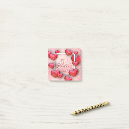 Herz-Glitzer Posten-it® Anmerkungen des Valentines Post-it Klebezettel (Auf Schreibtisch)