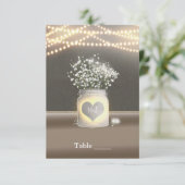 Herz Glows Mason Jar & Gipskraut Table Einladung (Stehend Vorderseite)
