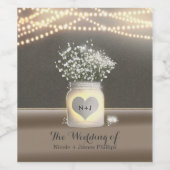 Herz Glows Mason Jar & Gipskraut Weinkeller Weinetikett (Einzelnes Label)