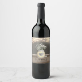 Herz Glows Mason Jar & Gipskraut Weinkeller Weinetikett