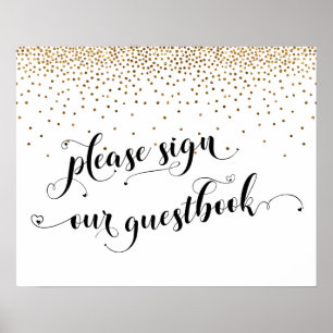 Herz & Gold Bitte Unterschreiben Sie unser Gästebu Poster