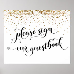 Herz & Gold Bitte Unterschreiben Sie unser Gästebu Poster