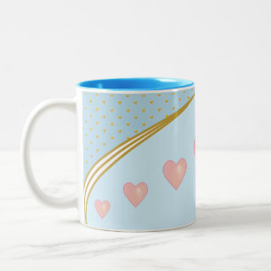 Herz & Gold Confetti auf Light Blue Zweifarbige Tasse