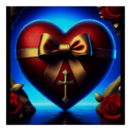Herz-Gold-Multiband-Cross-Rose Poster