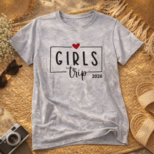 Herz Grafik Mädchen Reise 2026 Boho passende Ferie T-Shirt