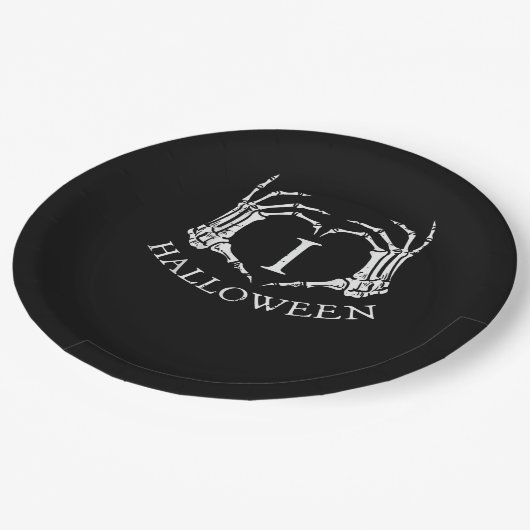 Herz Halloween Skeleton Hand Kostüme Männer Frauen Pappteller (Schrägansicht)