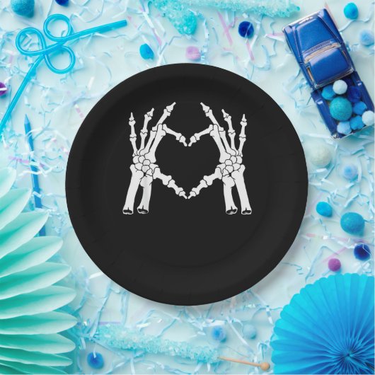 Herz - Halloween Skeleton Hand Pappteller (Party)
