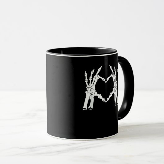 Herz - Halloween Skeleton Hand Tasse (VorderseiteRechts)