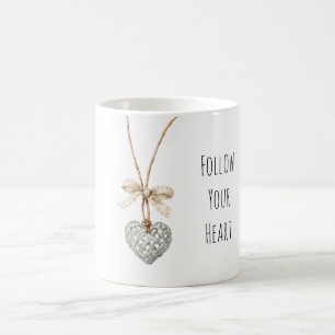 Herz-Halskette Creme Schleife Kaffeetasse