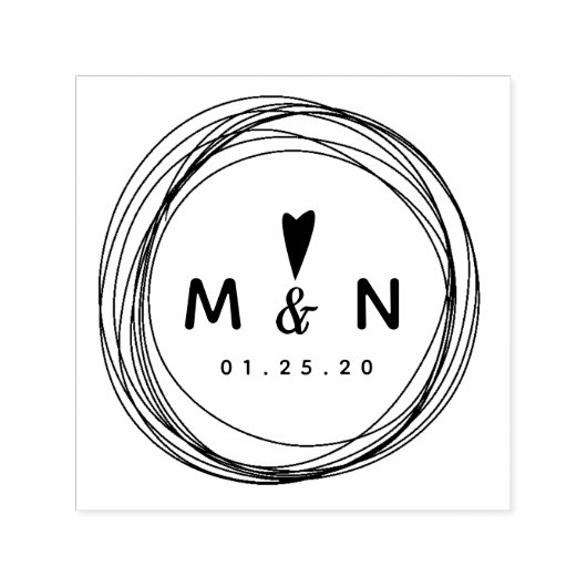 Herz Hand gezeichnete Ringe Circular Heart Paare N Permastempel (Design)