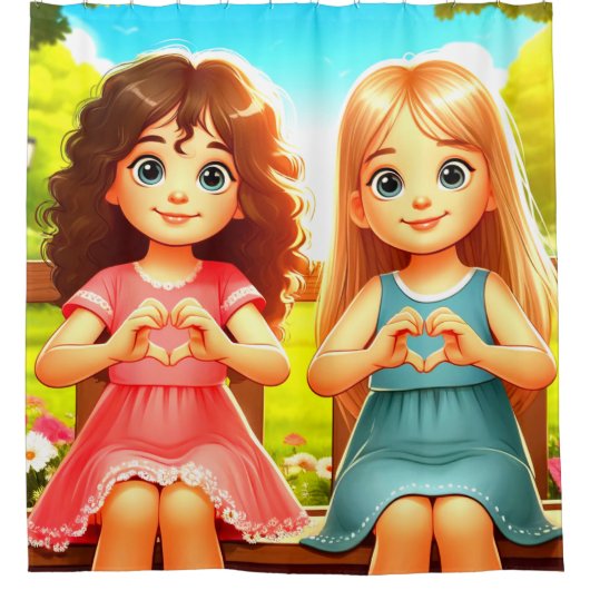 Herz-Hände Duschvorhang (Vorderseite)