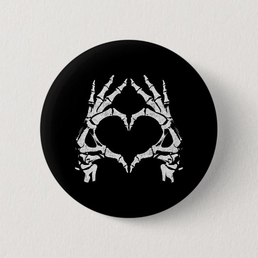 Herz Hände - Halloween - Skelettfächer Herzenslied Button (Vorderseite)
