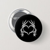 Herz Hände - Halloween - Skelettfächer Herzenslied Button (Vorne & Hinten)