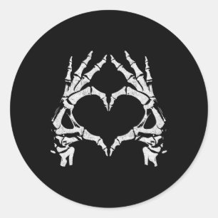 Herz Hände - Halloween - Skelettfächer Herzenslied Runder Aufkleber