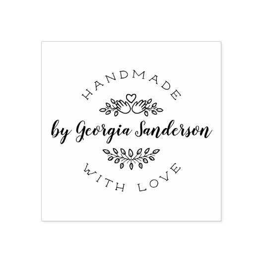 Herz-Hände | Rustikale Skizze mit Liebe Gummistempel (Prägung)