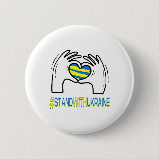 Herz Hände stehen mit Ukraine Unterstützung Button (Vorderseite)