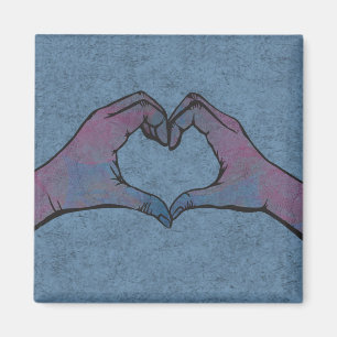 Herz-Hands auf blauem Hintergrund Magnet