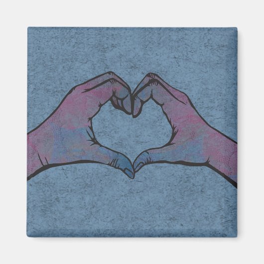 Herz-Hands auf blauem Hintergrund Magnet (Vorne)