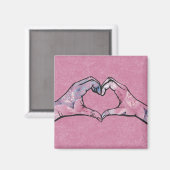 Herz-Hands auf rosa Hintergrund Magnet (Vorderseite/Rückseite)