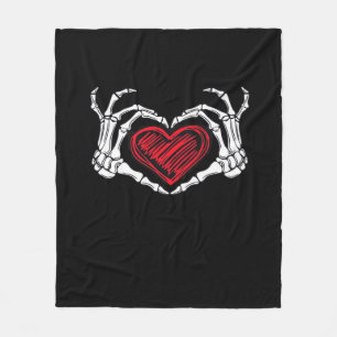 Herz Hands Skeleton Fleecedecke