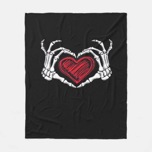 Herz Hands Skeleton Fleecedecke (Vorderseite)