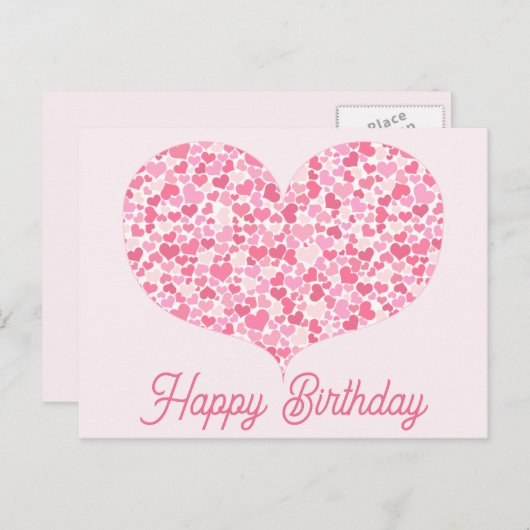 Herz | Happy Birthday Postcard Postkarte (Vorne/Hinten)