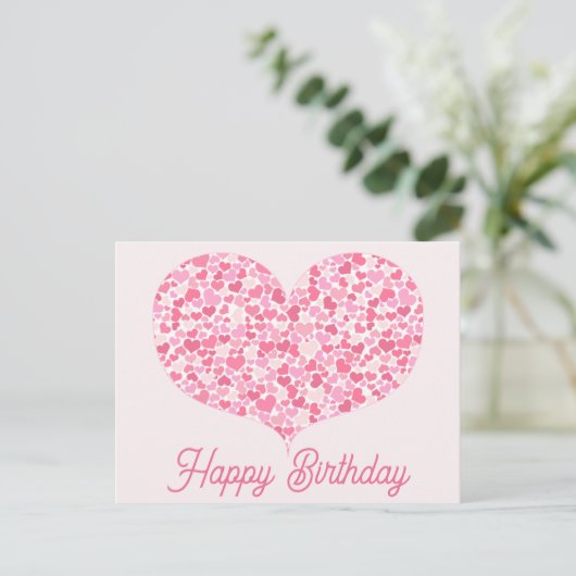 Herz | Happy Birthday Postcard Postkarte (Stehend Vorderseite)