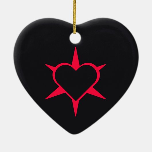 Herz Heart Cœur Cuore Star Starlet Sternchen Stern Keramik Ornament (Hinten)