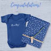 Herz - Hellblau auf dunkelblauem Hintergrund Geschenkpapier Set