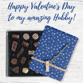 Herz - Hellblau auf dunkelblauem Hintergrund Geschenkpapier Set