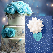 Herz - Hellblau auf dunkelblauem Hintergrund Geschenkpapier Set