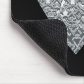 Herz. Hellgraues und mittleres graues Druckmuster Mousepad (Ecke)