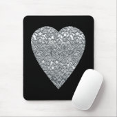 Herz. Hellgraues und mittleres graues Druckmuster Mousepad (Mit Mouse)