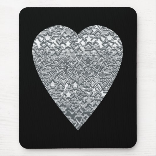 Herz. Hellgraues und mittleres graues Druckmuster Mousepad (Vorne)