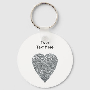 Herz. Hellgraues und mittleres graues Druckmuster Schlüsselanhänger