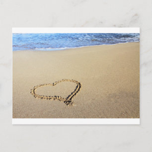 Herz Herzen Strand Sand Tropisches Paradies Schick Postkarte