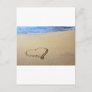 Herz Herzen Strand Sand Tropisches Paradies Schick Postkarte