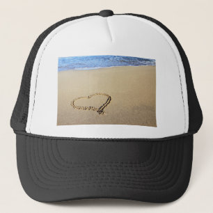 Herz Herzen Strand Sand Tropisches Paradies Schick Truckerkappe