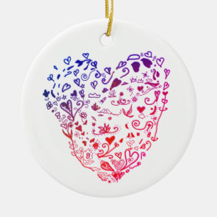 Herz Herzen Zeichnung Kreisornament Keramik Ornament