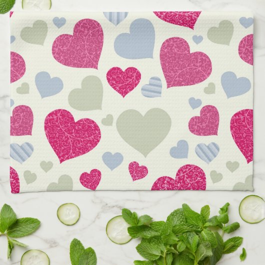 Herz-Hintergrund Geschirrtuch (Gefaltet)