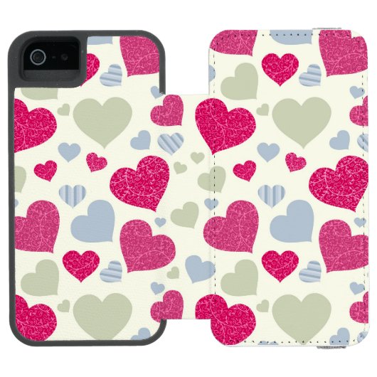 Herz-Hintergrund Incipio iPhone Geldbeutel-Hülle (Folio Geöffnet)