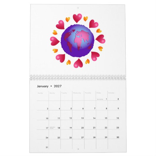 Herz-Hintergrund Kalender (Jan 2027)