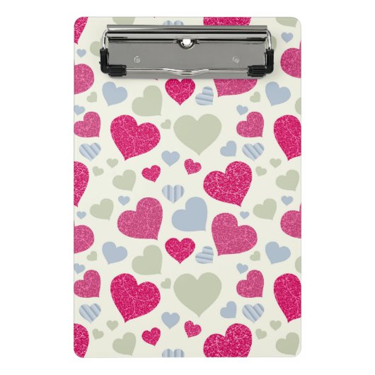 Herz-Hintergrund Mini Klemmbrett (Vorderseite)