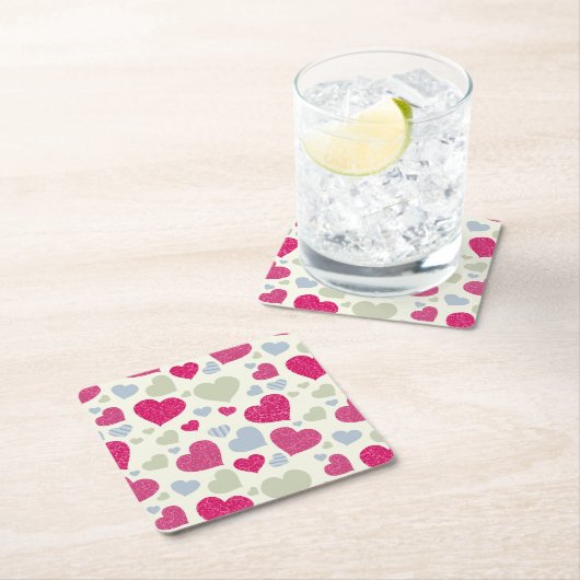 Herz-Hintergrund Rechteckiger Pappuntersetzer (Vor Ort)