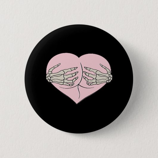 Herz-Hintern Umarmung Skeleton Hands Classic Button (Vorderseite)