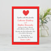 Herz-Hochzeit Einladung Rot, Schwarz & Weiß (Stehend Vorderseite)