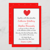 Herz-Hochzeit Einladung Rot, Schwarz & Weiß (Vorne/Hinten)