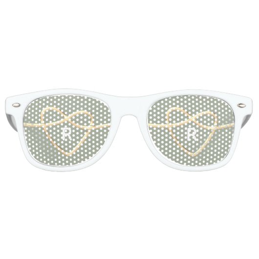 Herz-Hochzeitsmonogramm Partybrille (Vorderseite)
